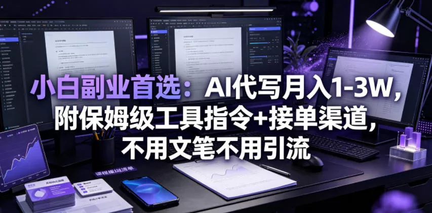 小白副业首选：AI代写月入1-3W，附保姆级工具指令+接单渠道，不用文笔不用引流【揭秘】-知行阁轻创网-分享网络赚钱项目-全网首发副业项目实操平台-副业创业项目网