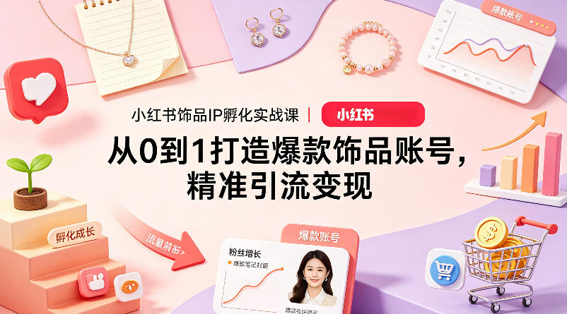 小红书饰品IP孵化实战课｜从0到1打造爆款饰品账号，精准引流变现-知行阁轻创网-分享网络赚钱项目-全网首发副业项目实操平台-副业创业项目网