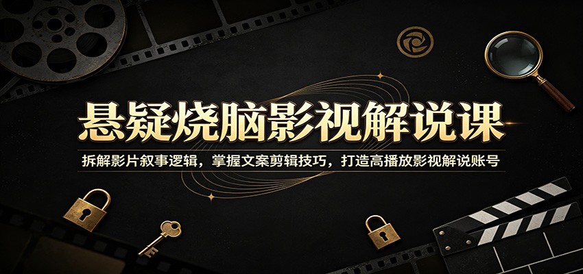 悬疑烧脑影视解说课：拆解影片叙事逻辑，掌握文案剪辑技巧，打造高播放影视解说账号-知行阁轻创网-分享网络赚钱项目-全网首发副业项目实操平台-副业创业项目网