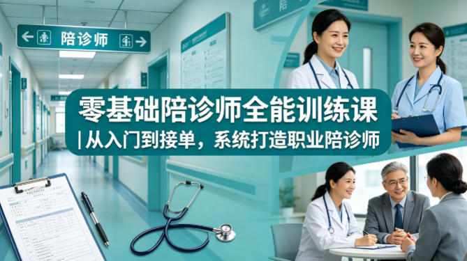 零基础陪诊师全能训练课｜从入门到接单，系统打造职业陪诊师-知行阁轻创网-分享网络赚钱项目-全网首发副业项目实操平台-副业创业项目网