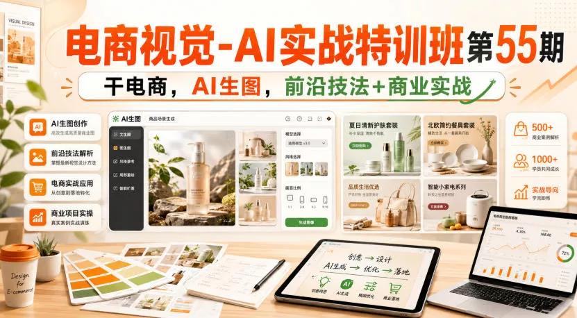 电商视觉-AI实战特训班第55期，干电商，AI生图，前沿技法+商业实战-知行阁轻创网-分享网络赚钱项目-全网首发副业项目实操平台-副业创业项目网