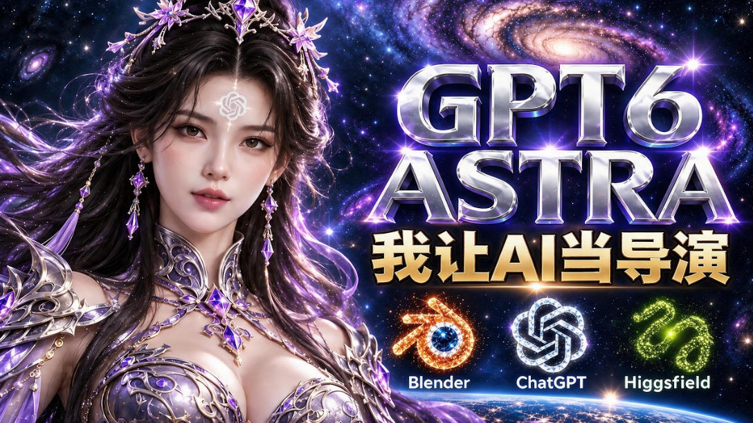 让GPT-6 Astra当导演！Higgsfield和Blender实战打造30秒玄幻精准运镜短片！-知行阁轻创网-分享网络赚钱项目-全网首发副业项目实操平台-副业创业项目网