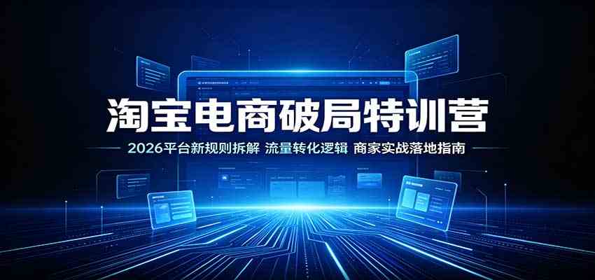 淘宝电商破局特训营：2026平台新规则拆解，流量转化逻辑，商家实战落地指南-知行阁轻创网-分享网络赚钱项目-全网首发副业项目实操平台-副业创业项目网