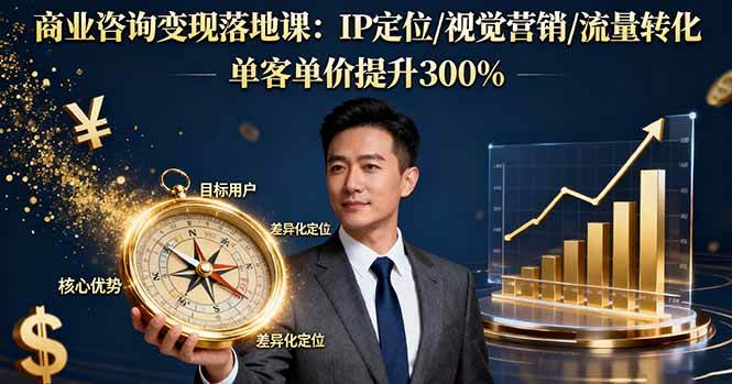 （16249期）商业咨询变现落地课：IP定位/视觉营销/流量转化，单客单价提升300%-知行阁轻创网-分享网络赚钱项目-全网首发副业项目实操平台-副业创业项目网