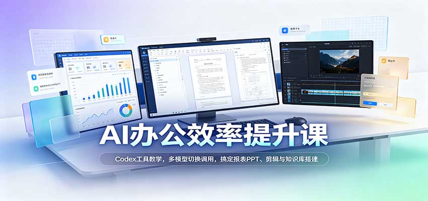 AI办公效率提升课：Codex工具教学，多模型切换调用，搞定报表PPT、剪辑与知识库搭建-知行阁轻创网-分享网络赚钱项目-全网首发副业项目实操平台-副业创业项目网